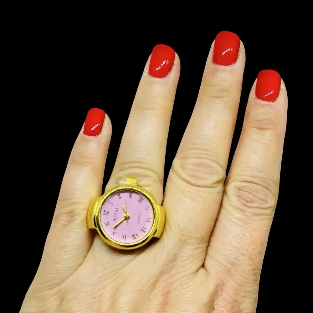 BOZHI Ring Watch Gold Design With Crystals New